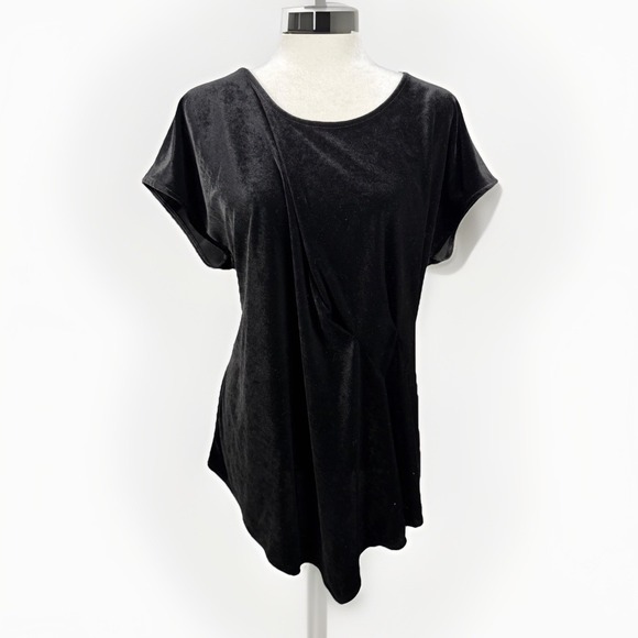 NY Collection Tops - Black Velvet Blouse Top Womens 2X Whimsigoth Vamp Luxe Witchy Asymmetrical Hem